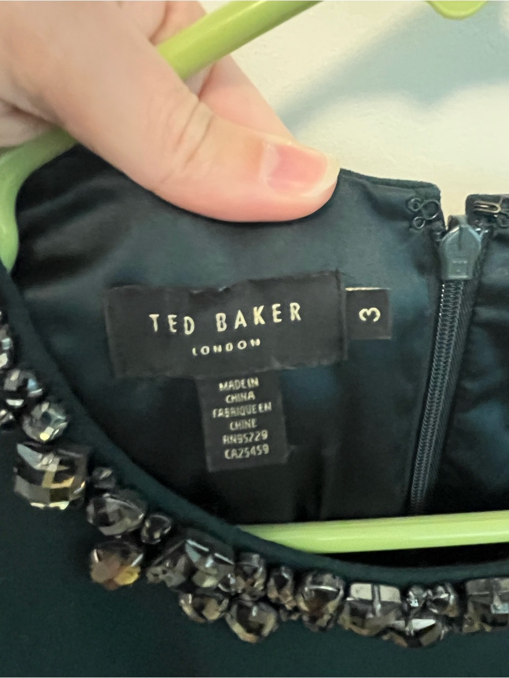 Ted Baker Dardee jewelled, dark green sheath bodycon dress - Picture 7 of 7